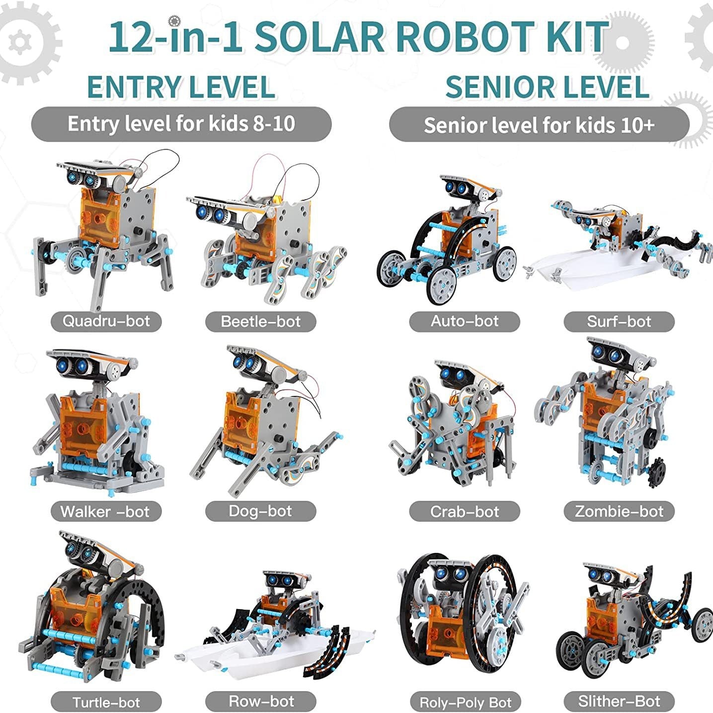 đ„Limited Time 50% OFFâĄSillbird STEM 12-in-1 Education Solar Robot Toys for Kids(190 Pieces DIY Building)