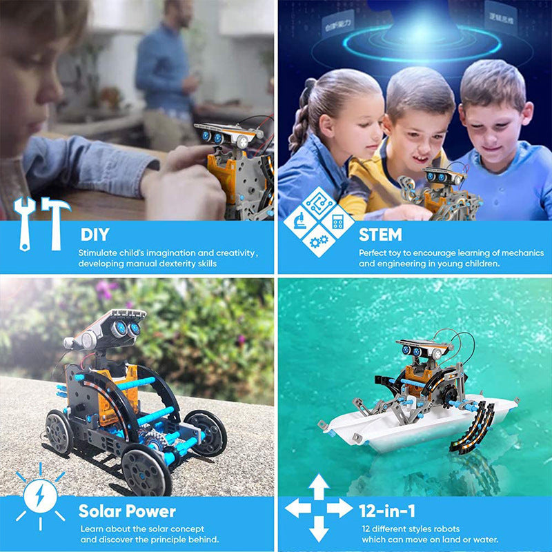 đ„Limited Time 50% OFFâĄSillbird STEM 12-in-1 Education Solar Robot Toys for Kids(190 Pieces DIY Building)