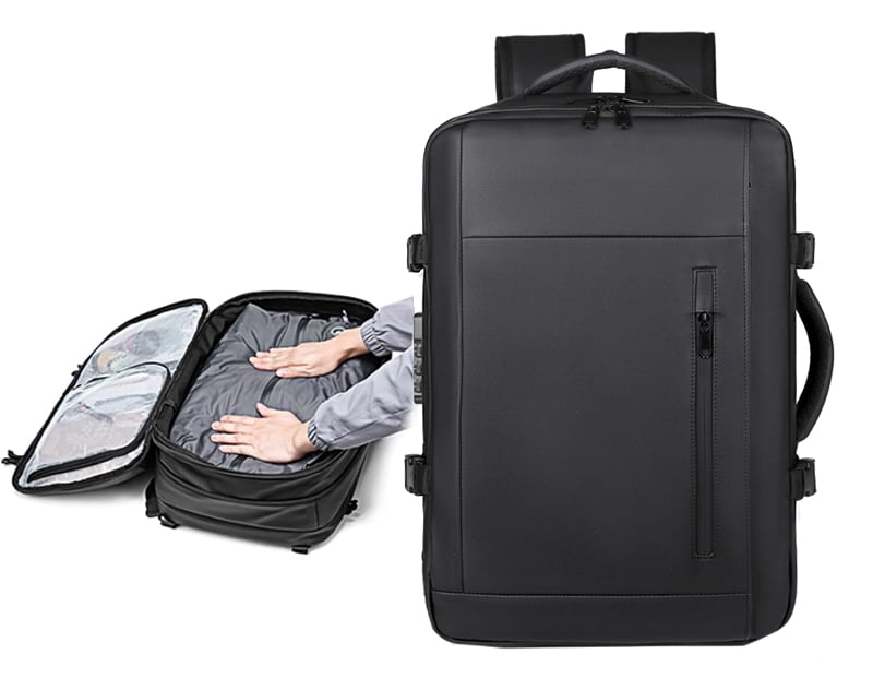 ✨LAST DAY 49% OFF🔥🎒Grey Leather Waterproof Anti-Theft Business Backpack - Large Travel & Hiking Carry-On for Men ✈️