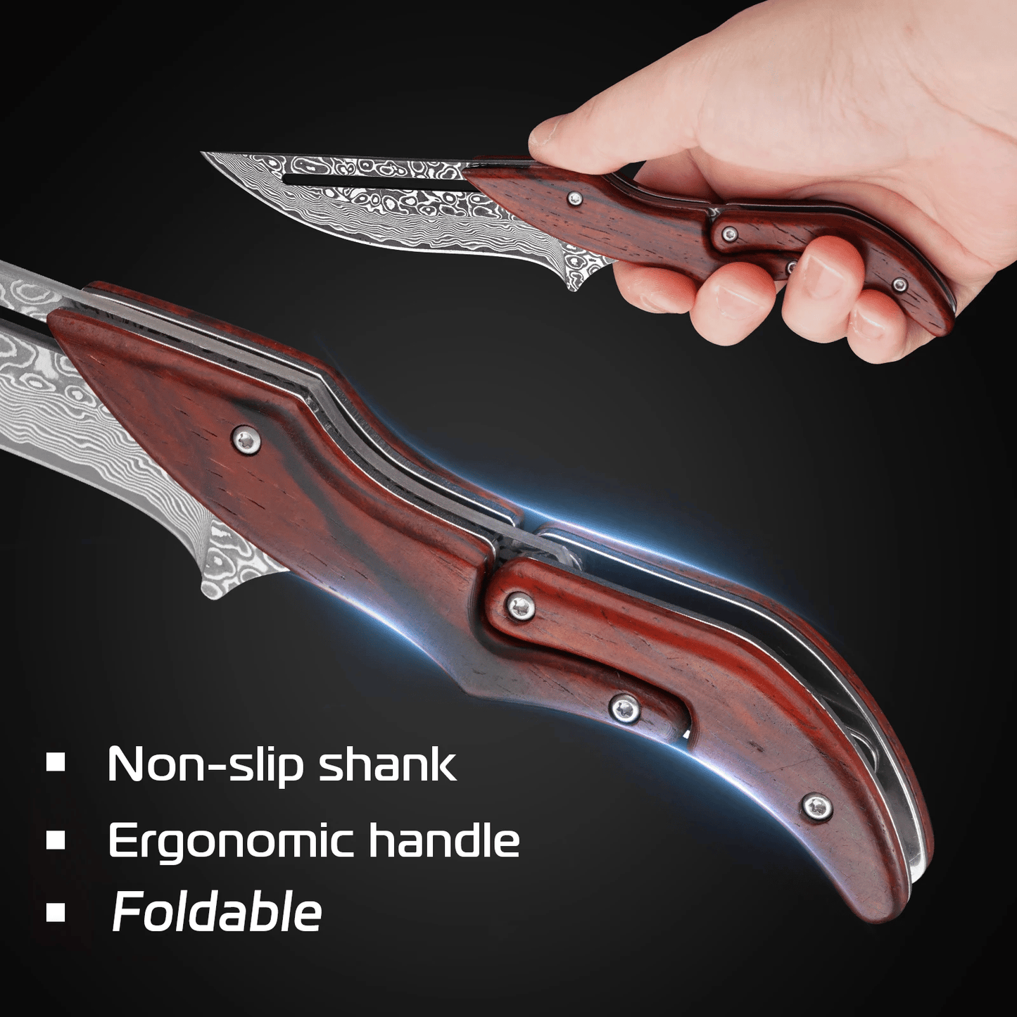 🔥Limited Time 50% OFF🔥Damascus steel camping knife, multi-functional knife, suitable for camping barbecue cooking