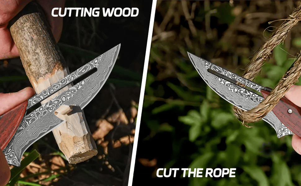 🔥Limited Time 50% OFF🔥Damascus steel camping knife, multi-functional knife, suitable for camping barbecue cooking