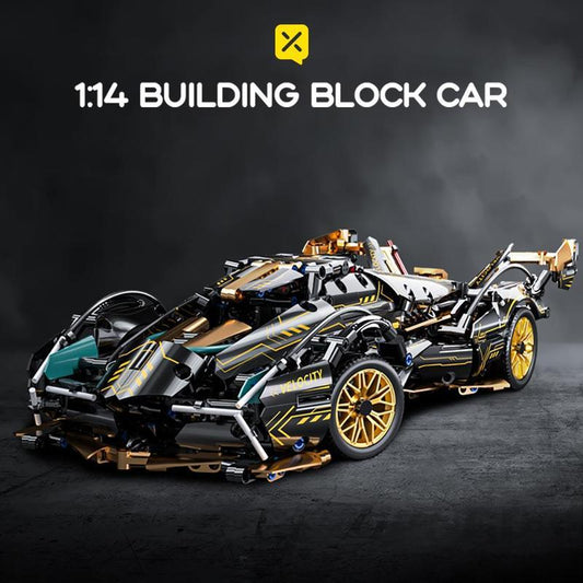 1:14 Black Gold V12 building blocks assembled sports car racing car educational toy car gift