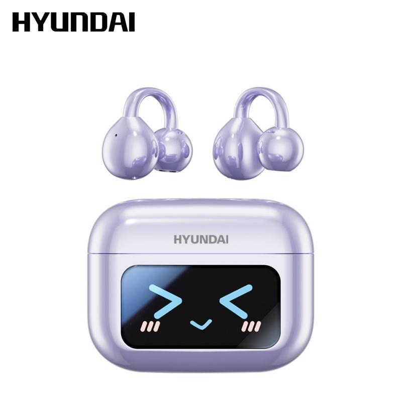 HYUNDAI M100 Clip-On Ear Headphones with Audio-Visual Touch Screen, Wireless Audio Headphones