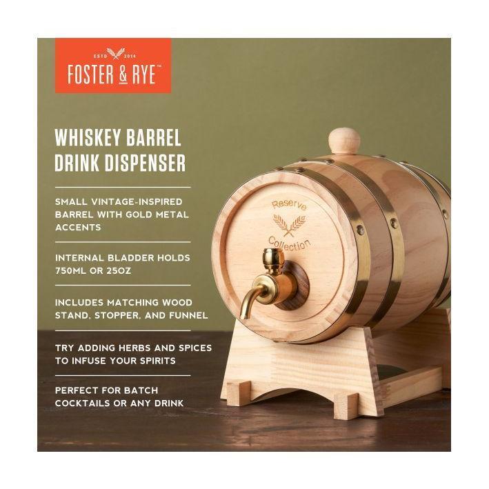 Foster & Rye Whiskey Barrel Drink Dispenser