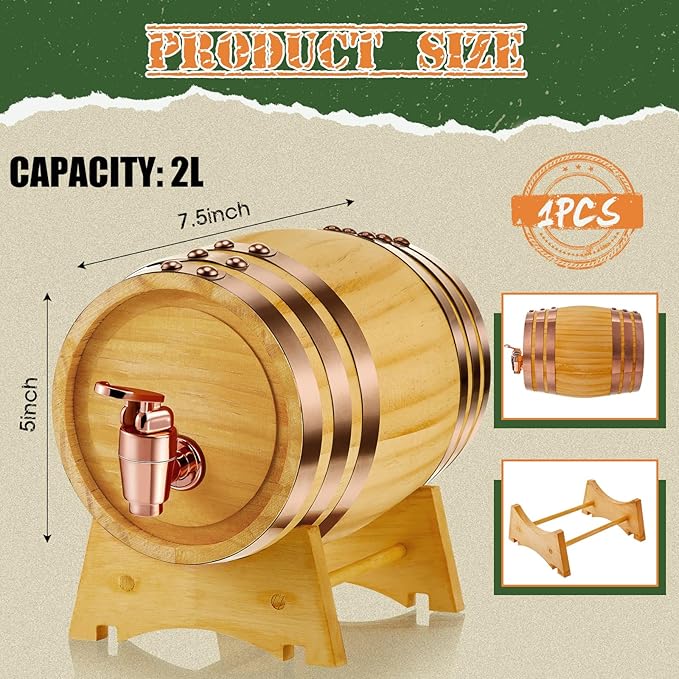 Foster & Rye Whiskey Barrel Drink Dispenser