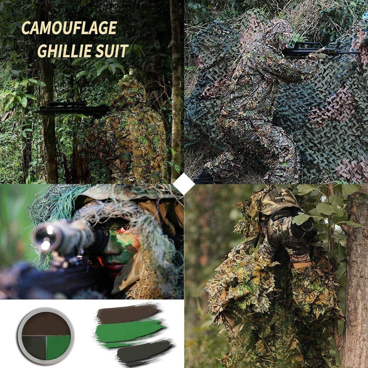 Hunting Ghillie Suit, 3D Leafy Camo Suit Camouflage(Oversize)