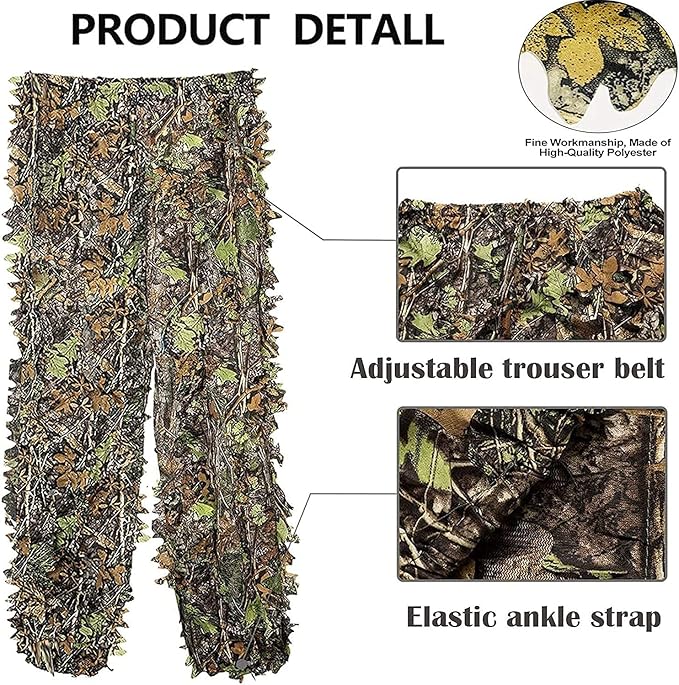 Hunting Ghillie Suit, 3D Leafy Camo Suit Camouflage(Oversize)