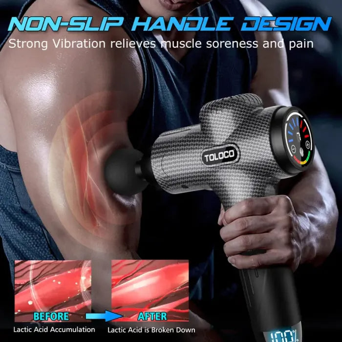 🔥Limited Time 50% OFF⚡TOLOCO Muscle Deep Tissue Massage Gun, Percussion massage gun with 10 replacement heads.