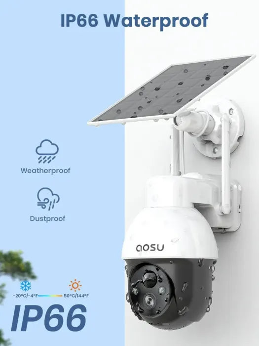 🔥Limited Time 50% OFF⚡AOSU Solar Security Camera Wireless Outdoor with Panoramic PTZ, Human Auto Tracking, 2K Night Vision