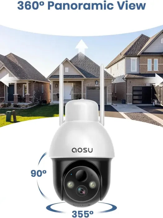 🔥Limited Time 50% OFF⚡AOSU Solar Security Camera Wireless Outdoor with Panoramic PTZ, Human Auto Tracking, 2K Night Vision