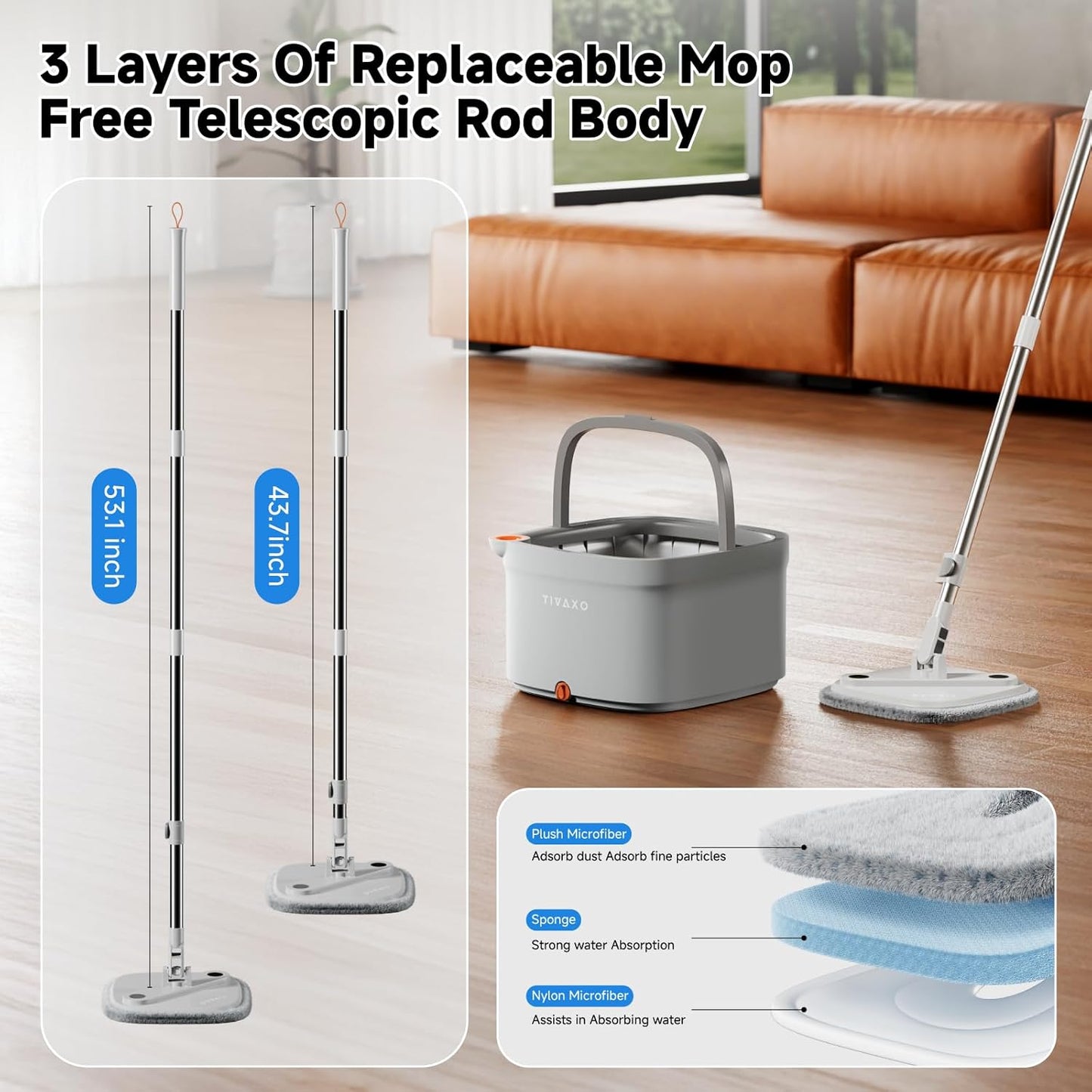 🔥Big Promotion 49% OFF💥Self Wash Spin Mop Spinner Flat 360 Rotating Cleaner With Turbo Flushing Bucket