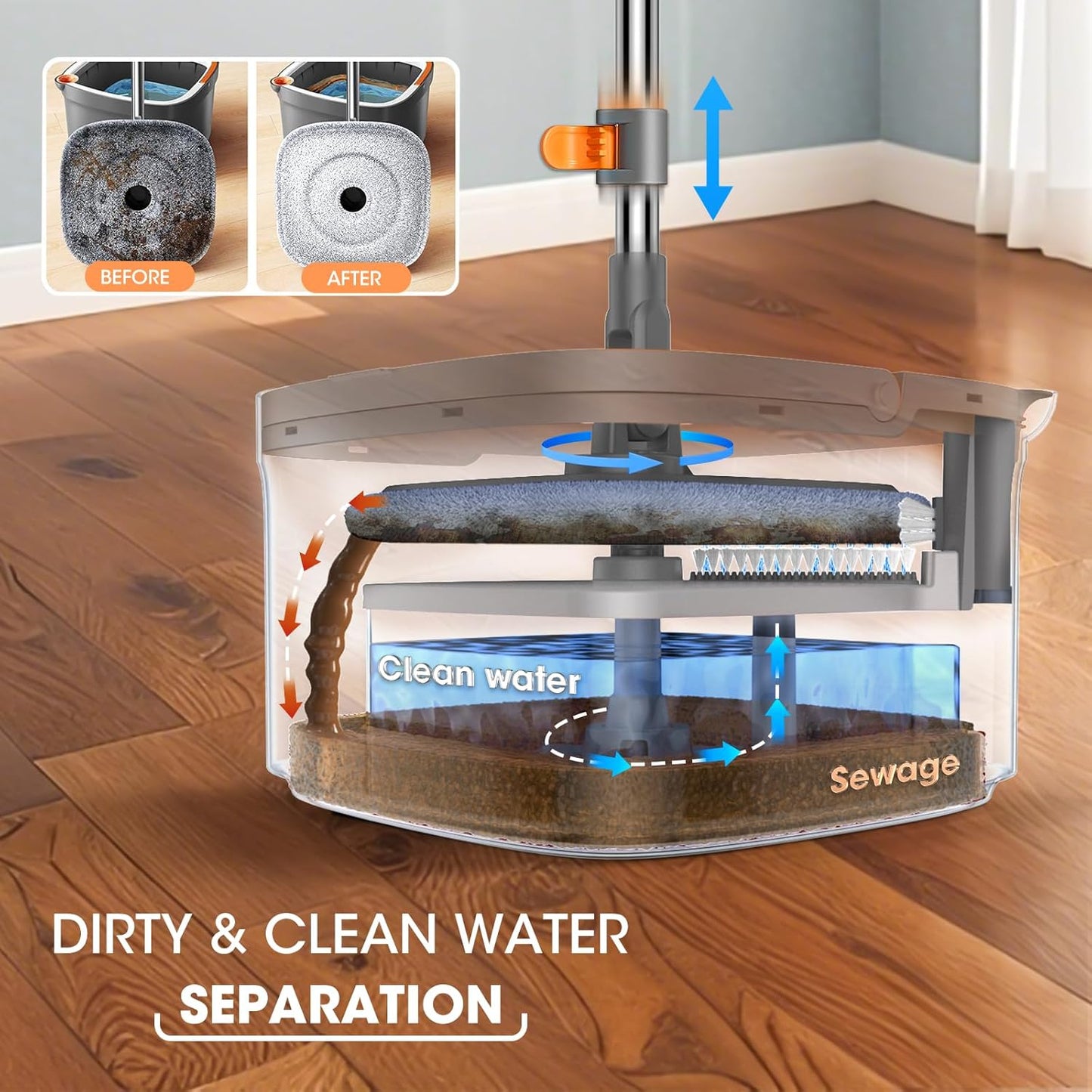 🔥Big Promotion 49% OFF💥Self Wash Spin Mop Spinner Flat 360 Rotating Cleaner With Turbo Flushing Bucket