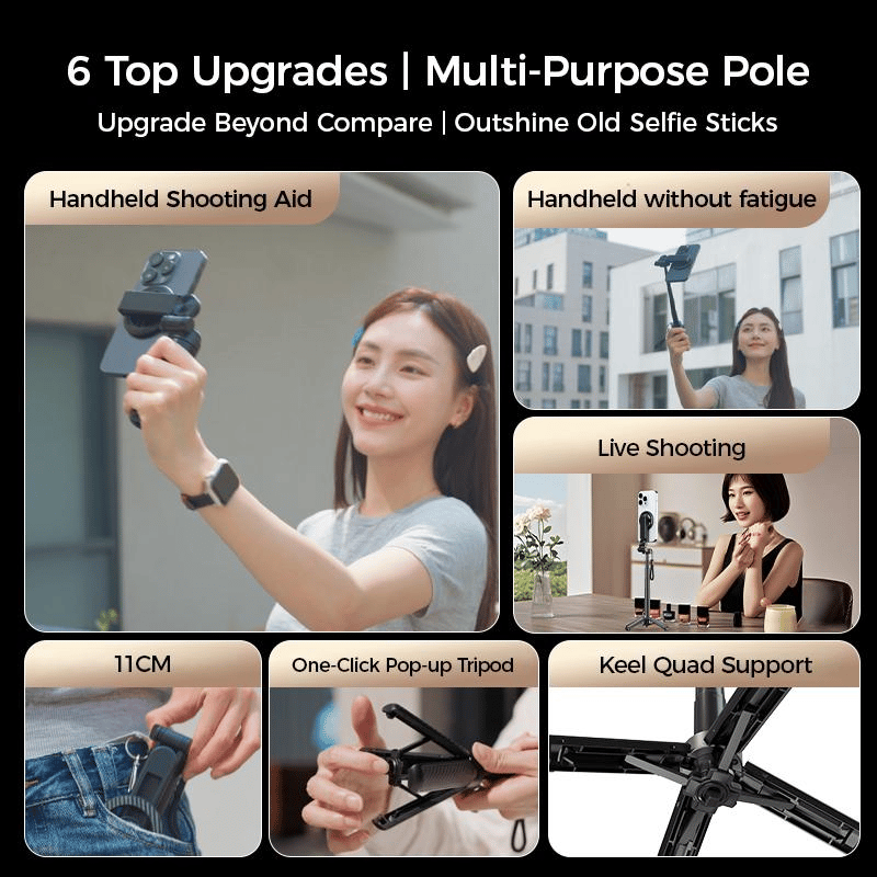 🔥2025 New 4-in-1 Multifunctional 360° Rotation Magnetic Selfie Stick