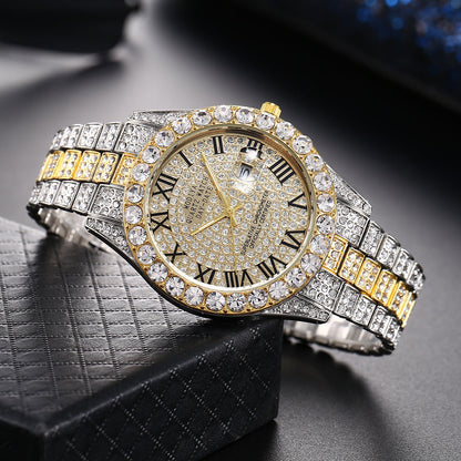 🔥Limited Time 50% OFF🔥Men's Luxury Rhinestone Decorated Round Dial Quartz Watch