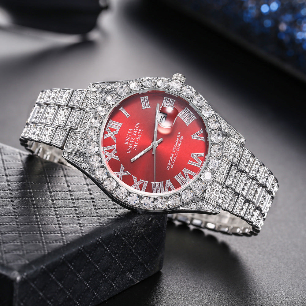 🔥Limited Time 50% OFF🔥Men's Luxury Rhinestone Decorated Round Dial Quartz Watch