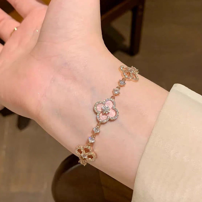 💖Mother's Day sales 49% OFF✨14k Rose Gold Sakura Cleef Lucky Bracelet