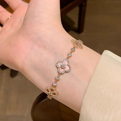 💖Mother's Day sales 49% OFF✨14k Rose Gold Sakura Cleef Lucky Bracelet