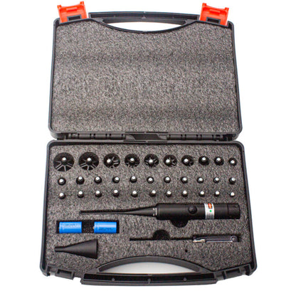 Rechargeable Laser Bore Sight Kit, Professional Red & Green Bore Sighter with 32 Adapters