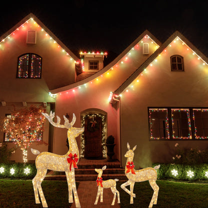 🦌3-Piece Christmas Lighted Reindeer Outdoor Christmas Decoration with 210 LED Lights✨