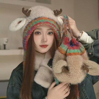 ✨Original design Christmas Knitted Warm Antler Hat🦌 (It can be used as a handbag)