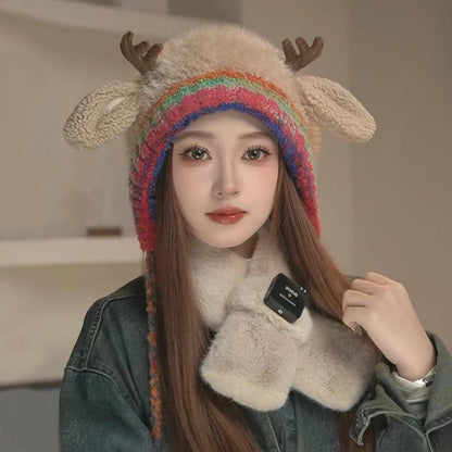 ✨Original design Christmas Knitted Warm Antler Hat🦌 (It can be used as a handbag)