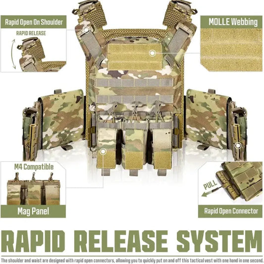 🔥Limited Time 50% OFF🔥GFIRE Quick Release Plate Carrier Vest Molle Vest Adjustable Breathable