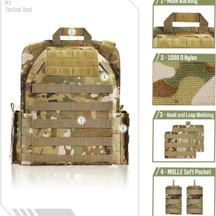 🔥Limited Time 50% OFF🔥GFIRE Quick Release Plate Carrier Vest Molle Vest Adjustable Breathable