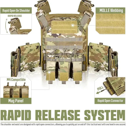 🔥Limited Time 50% OFF🔥GFIRE Quick Release Plate Carrier Vest Molle Vest Adjustable Breathable