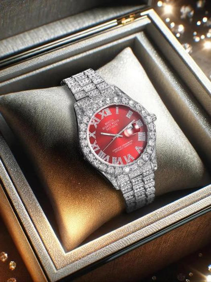 🔥Limited Time 50% OFF🔥Men's Luxury Rhinestone Decorated Round Dial Quartz Watch