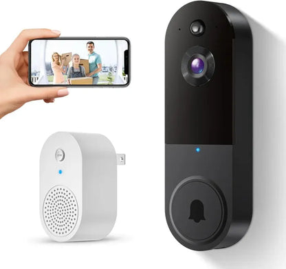 🔥Limited Time 50% OFF🔥-Smart Wireless Video Camera Doorbell with Chime-2.4G WiFi AI Human Detection Camera Doorbell with Two-way Audio Intercom