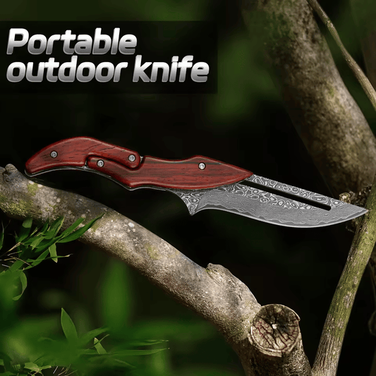 🔥Limited Time 50% OFF🔥Damascus steel camping knife, multi-functional knife, suitable for camping barbecue cooking