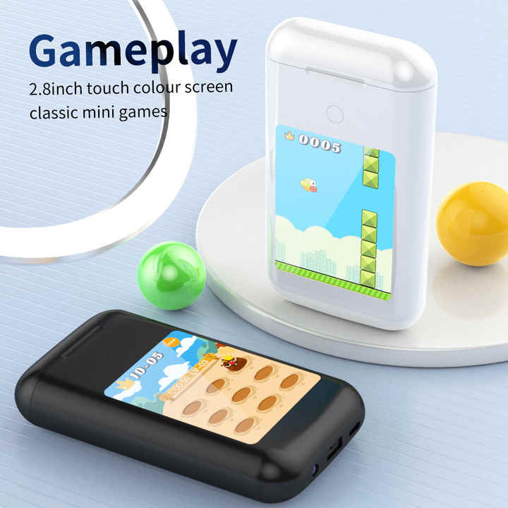 🔥Hot Sale🎧A98Box Touch Screen Control Open Earbuds,Multifunctional Wireless Game Console with Earphone