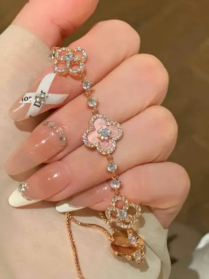 💖Mother's Day sales 49% OFF✨14k Rose Gold Sakura Cleef Lucky Bracelet