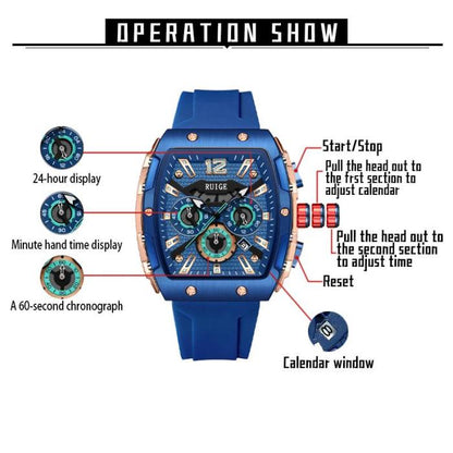 Men's barrel luminous waterproof fashion watch