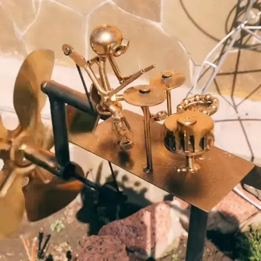 🔥Last Day 50% OFF🥁Handmade Metal Rock Band Windmill🎁(Includes a 70cm bracket)