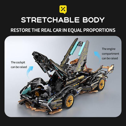 1:14 Black Gold V12 building blocks assembled sports car racing car educational toy car gift