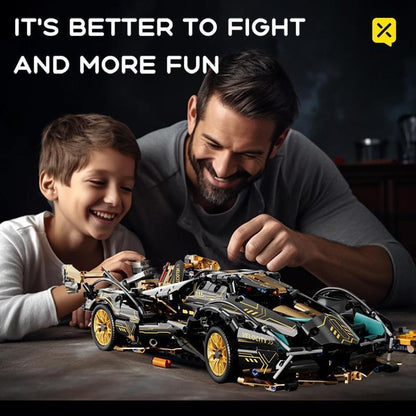 1:14 Black Gold V12 building blocks assembled sports car racing car educational toy car gift