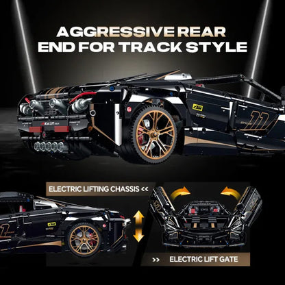 1:14 Black Gold V12 building blocks assembled sports car racing car educational toy car gift