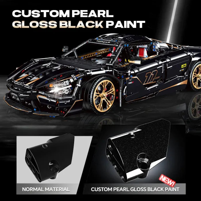 1:14 Black Gold V12 building blocks assembled sports car racing car educational toy car gift