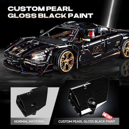 1:14 Black Gold V12 building blocks assembled sports car racing car educational toy car gift