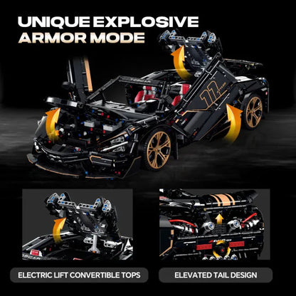 1:14 Black Gold V12 building blocks assembled sports car racing car educational toy car gift