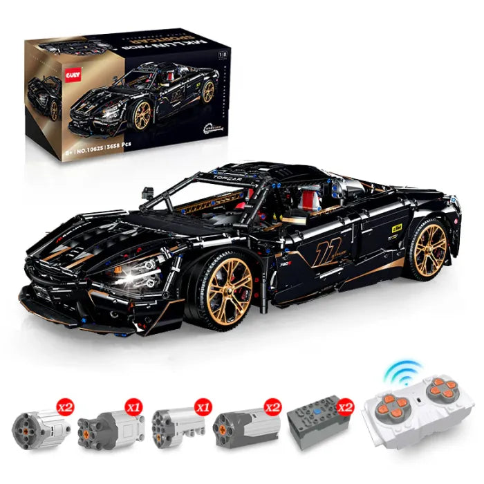 1:14 Black Gold V12 building blocks assembled sports car racing car educational toy car gift