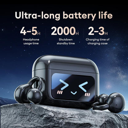 HYUNDAI M100 Clip-On Ear Headphones with Audio-Visual Touch Screen, Wireless Audio Headphones