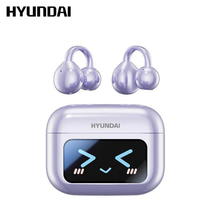 HYUNDAI M100 Clip-On Ear Headphones with Audio-Visual Touch Screen, Wireless Audio Headphones