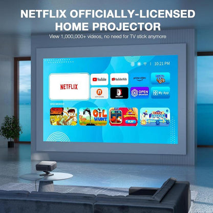 🔥Limited Time 50% OFF⚡AuKing 800 ANSI Lumen Portable Projector 1080P Support 4K Gaming | Netflix Certified Outdoor Movie Projector