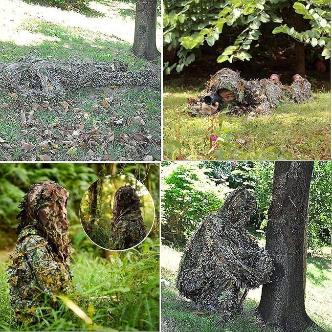 Hunting Ghillie Suit, 3D Leafy Camo Suit Camouflage(Oversize)