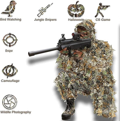 Hunting Ghillie Suit, 3D Leafy Camo Suit Camouflage(Oversize)