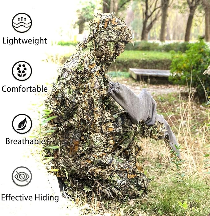 Hunting Ghillie Suit, 3D Leafy Camo Suit Camouflage(Oversize)