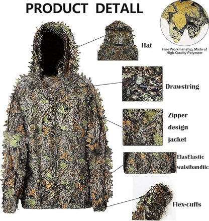 Hunting Ghillie Suit, 3D Leafy Camo Suit Camouflage(Oversize)