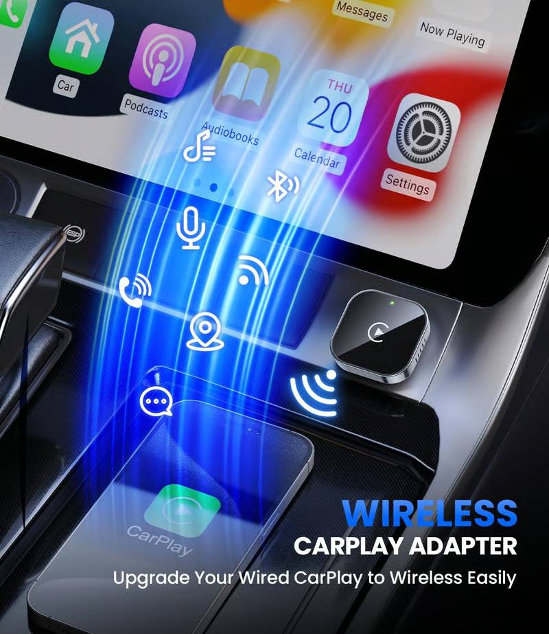 🔥2026 Upgrade 3 in 1 Wireless Carplay Mirror Link Adapter Instant Wired to Wireless Conversion Plug & PlayMini Stable Design for Wired Carplay,AirPlay
